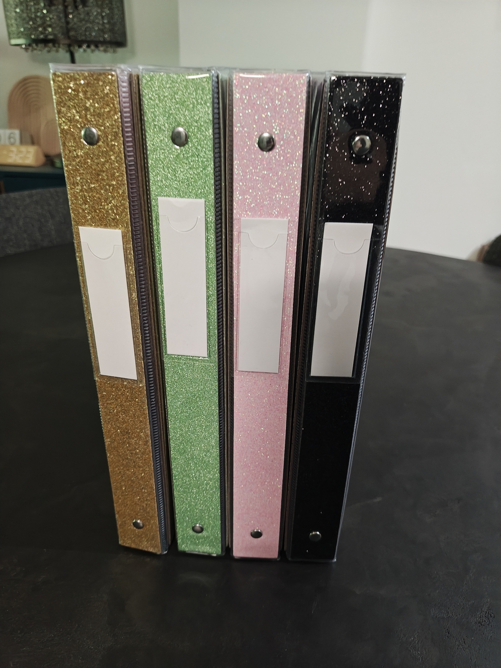 Glitter 3-Ring Binder Set - Black, Pink, Green, Gold - Brand New!!
